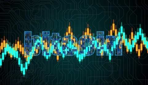 Cryptocurrency trading screen displaying Bitcoin current market price with Video stock 320364521