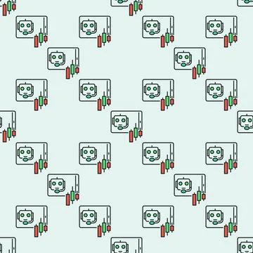 Cryptocurrency Trading Support in Speech Bubble vector AI Bot colored seaml.. 스톡 일러스트