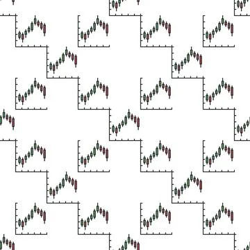 Cryptocurrency Trading vector Candlestick Chart colored seamless pattern Stock Illustration