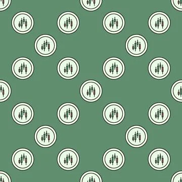 Cryptocurrency Trading vector Candlestick Chart round colored seamless patter Stock Illustration