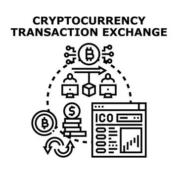 Cryptocurrency transaction exchange process diagram concept Stock Illustration