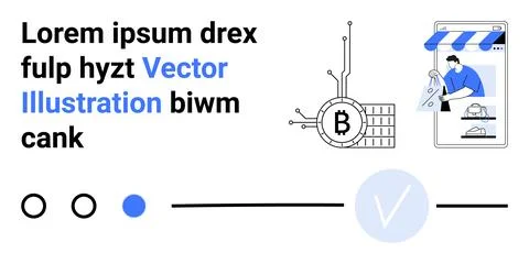 Cryptocurrency Transaction Process and Online Shopping Interface with Block.. イラスト素材