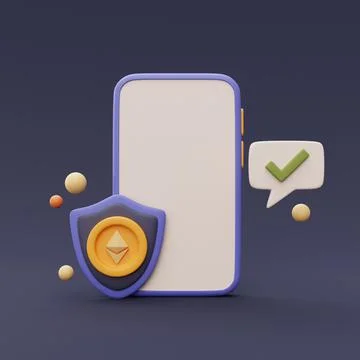 Cryptocurrency transaction security concept with smartphone,Ethereum,blockcha Stock Illustration