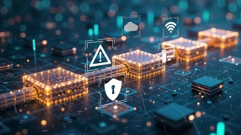 Cryptocurrency Transactions and Blockchain Data Flow in a Digital Network Stock Footage 305157942