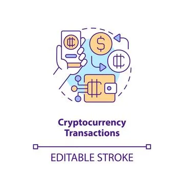 Cryptocurrency transactions concept icon Illustrazione stock