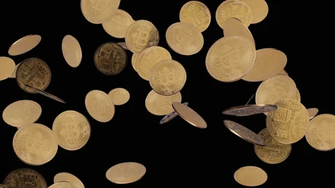 Cryptocurrency transactions explosion with many coin burst into air - isolated Video stock 167018251