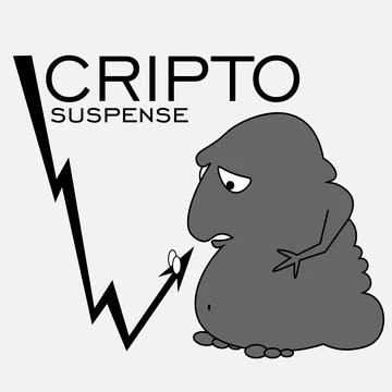 Cryptocurrency uncertainty illustration with abstract creature and graph Stock Illustration