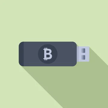 Cryptocurrency usb icon flat vector. Bitcoin money Ilustración de archivo