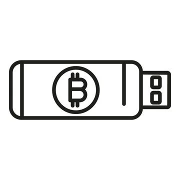 Cryptocurrency usb icon outline vector. Bitcoin money Stock Illustration