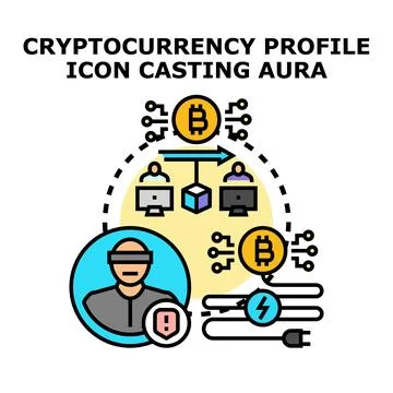 Cryptocurrency user profile and secure blockchain network Stock Illustration