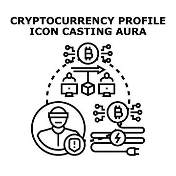 Cryptocurrency user profile and secure blockchain network Stock Illustration