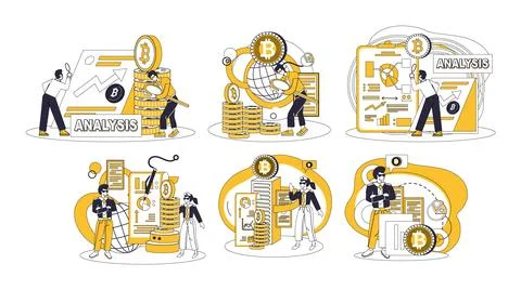 Cryptocurrency vector illustration. Digital, fabric, weaves tapestry financia Illustrazione stock