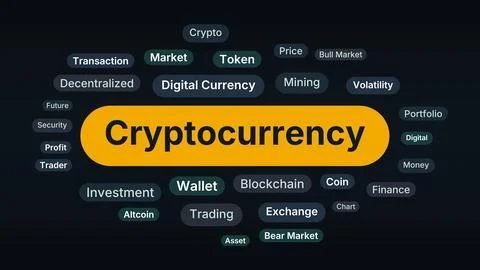 Cryptocurrency vector illustration word cloud with colorful tag pills keywo.. Stock Illustration