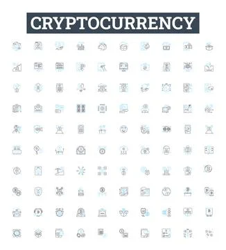 Cryptocurrency vector line icons set. Cryptocurrency, Crypto, Money, Digital Ilustração Stock