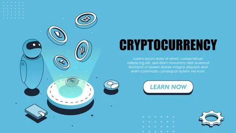 Cryptocurrency vector poster isometric Stock Illustration