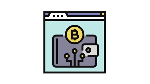 Cryptocurrency wallet decentralized application color icon animation Stock Footage 326108203