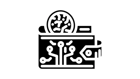 Cryptocurrency wallet decentralized application glyph icon animation Stock Footage 326735332