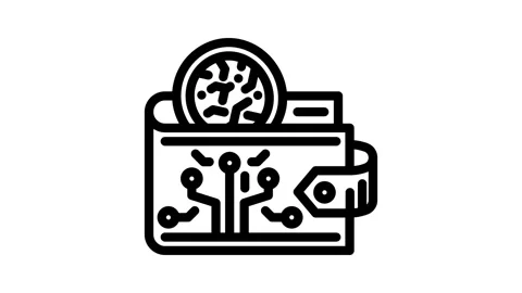 Cryptocurrency wallet decentralized application line icon animation Stock Footage 326751588