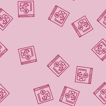 Cryptocurrency wallet decentralized application line seamless pattern Stock Illustration