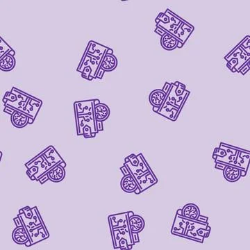 Cryptocurrency wallet decentralized application line vector seamless pattern Stock-Illustration