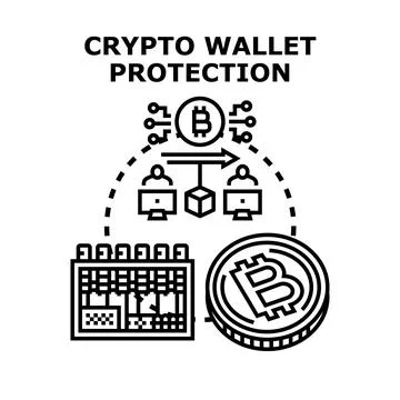 Cryptocurrency wallet digital asset protection concept Stock Illustration