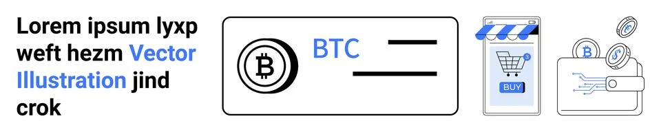 Cryptocurrency Wallet Interface Featuring Bitcoin and Mobile Payment Stock Illustration