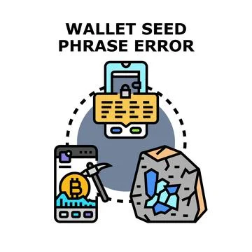 Cryptocurrency wallet seed phrase validation error Stock Illustration