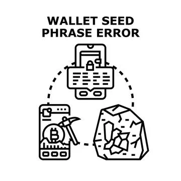 Cryptocurrency wallet seed phrase validation error Stock Illustration