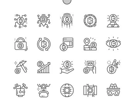 Cryptocurrency Well-crafted Pixel Perfect Vector Thin Line Icons Stock Illustration
