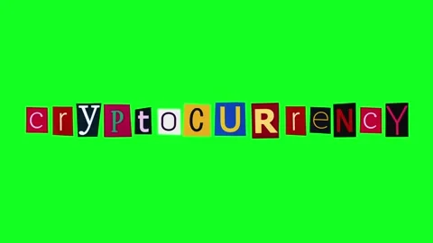 Cryptocurrency word on alpha channel compiled from rectangle pieces of paper Stock Footage 312358311