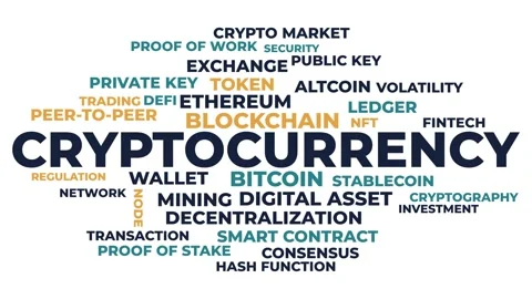 Cryptocurrency Word Cloud Animation - Blockchain Digital Finance Terms Stock Footage 346650194