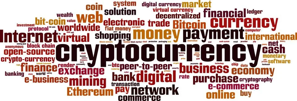 Cryptocurrency word cloud Stock-Illustration