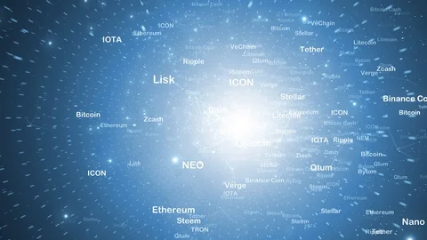 Cryptocurrency word cloud names on artistic network Vidéo 119936799