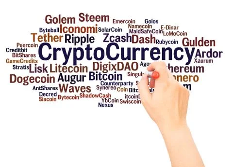 CryptoCurrencyword cloud hand writing concept Stock Photos