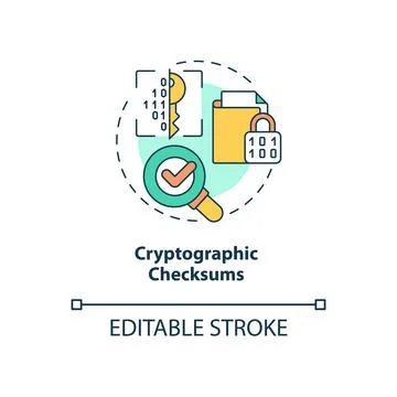 Cryptographic checksums concept icon Stock Illustration