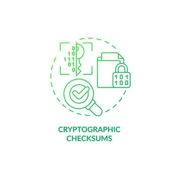 Cryptographic checksums green gradient concept icon Stock Illustration