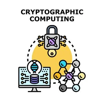 Cryptographic computing technology protecting confidential digital data Illustrazione stock