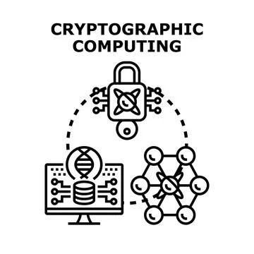Cryptographic computing technology protecting confidential digital data Stock Illustration