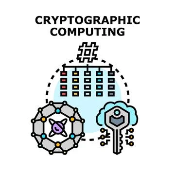Cryptographic computing technology protecting digital data security Stock Illustration