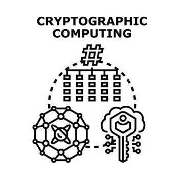 Cryptographic computing technology protecting digital data security Stock Illustration