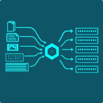 Cryptographic Hash Function Icon – Data Inputs to Fixed-Length Output 스톡 일러스트