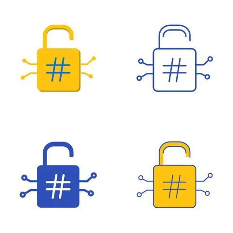 Cryptographic hash function icon set Illustrazione stock