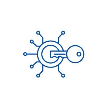 Cryptographic key line icon concept. Cryptographic key flat vector symbol, sign Stock Illustration