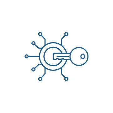 Cryptographic key line icon concept. Cryptographic key flat vector symbol, sign イラスト素材