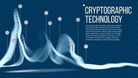 Cryptographic Technology Background Vector. Big Data Algorithm. Brochure Illustrazione stock