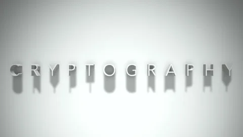 Cryptography 3D title animation white text on a white background Stock Footage 299644717