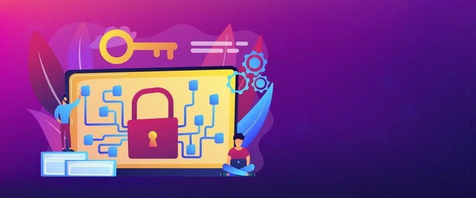 Cryptography and encryption concept banner header. Stock Illustration