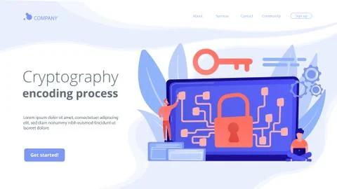 Cryptography and encryption concept landing page. Stock Illustration