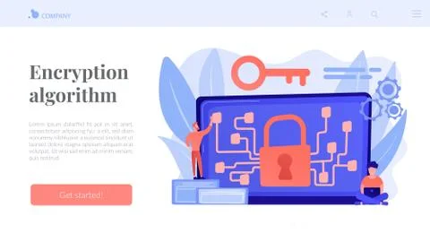 Cryptography and encryption concept landing page. Stock Illustration