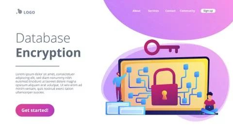 Cryptography and encryption concept landing page. Stock Illustration